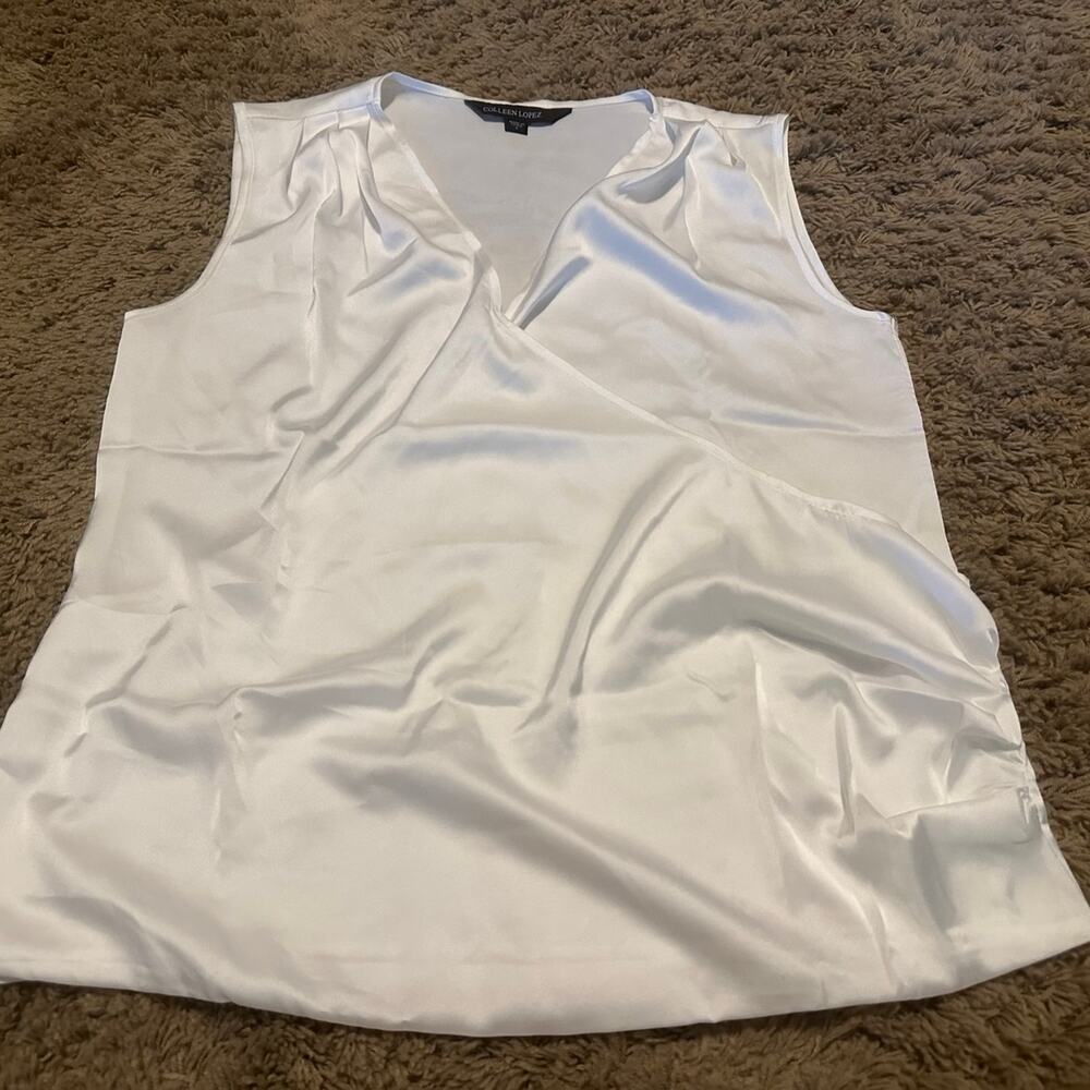 Colleen Lopez Draped Surplice V-Neck Sleeveless Tank - SZ S